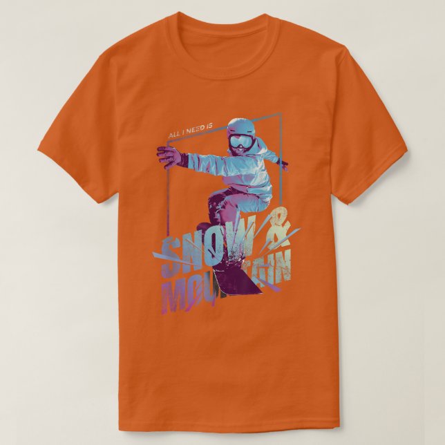 T-shirt Snowboard Snowboard Mountain Graphic804 (Design devant)