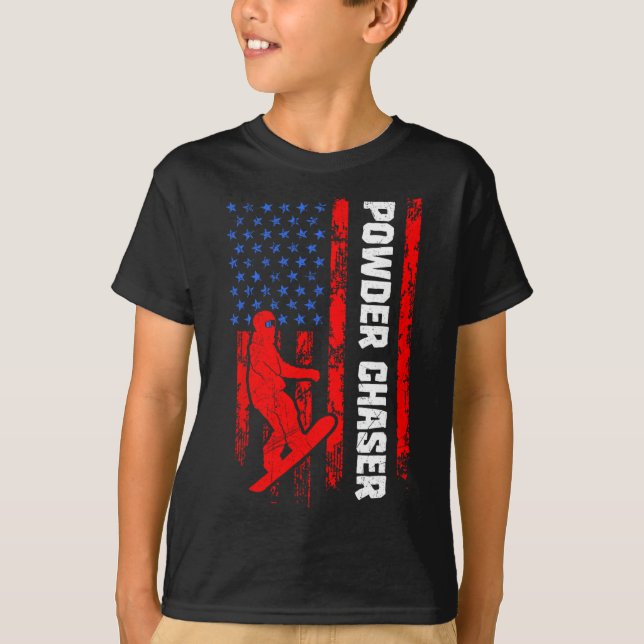 T-shirt Snowboarder en poudre Chaser Drôle Snowboard enfan (Devant)