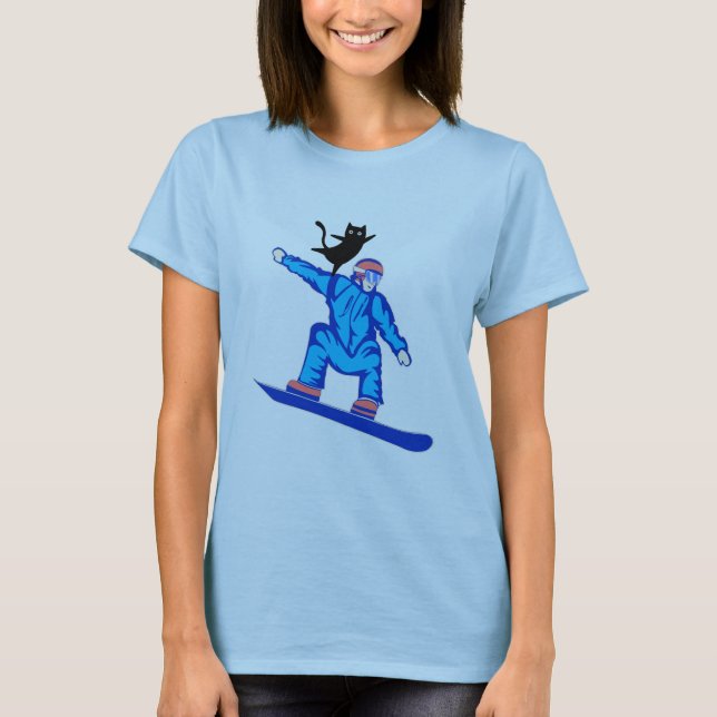 T-shirt Snowboardeur avec une loi d'équilibrage de chats (Devant)
