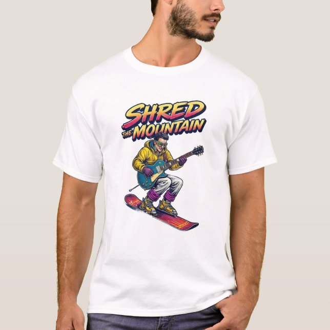 T-shirt Snowboardeur dévalant la montagne (Devant)