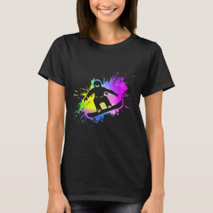 T-shirt Snowboardeur dynamique Art Abstrait Sports d'hiver