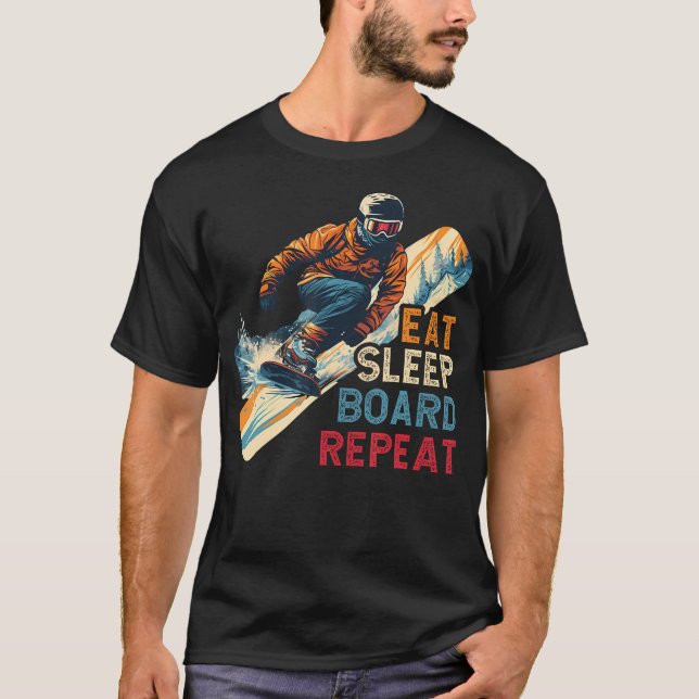 T-shirt Snowboardeur Manger Dormir Planche (Devant)