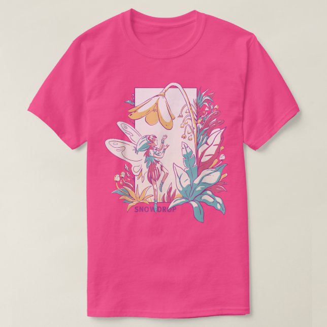 T-shirt Snowdrop Small Fairy With Flowers Nature Fantasy  (Design devant)