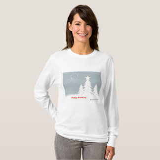 T-shirt Snowfall et Pine Trees - "Happy Holidays"