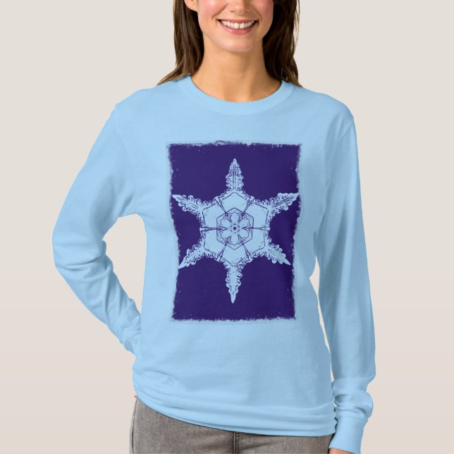 T-shirt Snowflake Art Winter Holiday Long Sleeve Shirt (Devant)