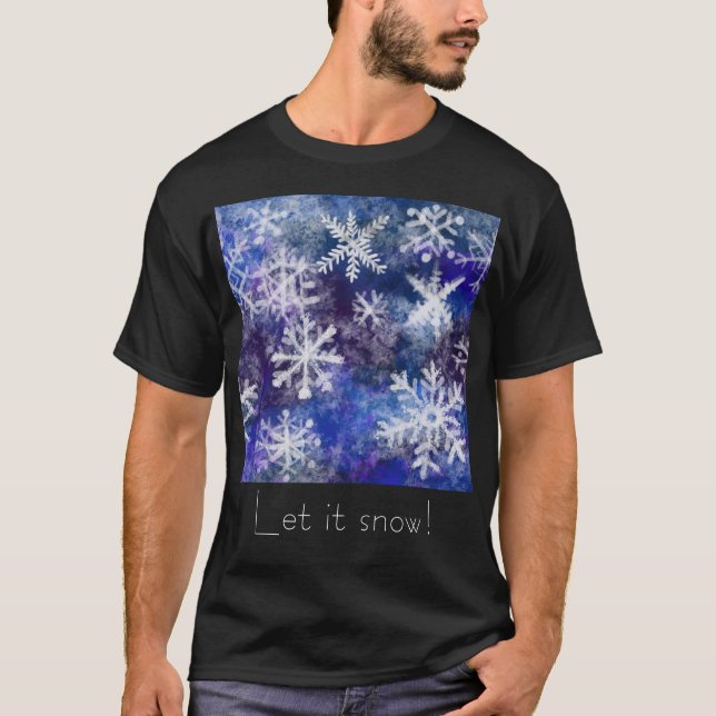 T-shirt Snowflakes avec arrière - plan bleu (Devant)