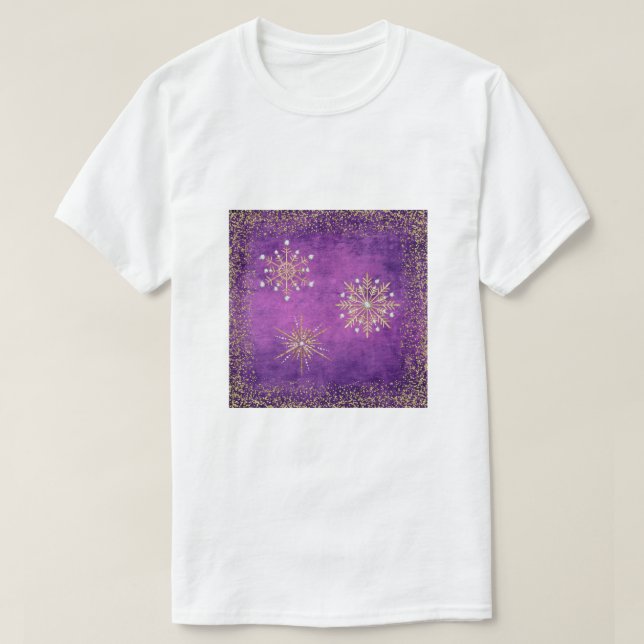 T-shirt Snowflakes de Noël Purple & Gold Parties scintilla (Design devant)