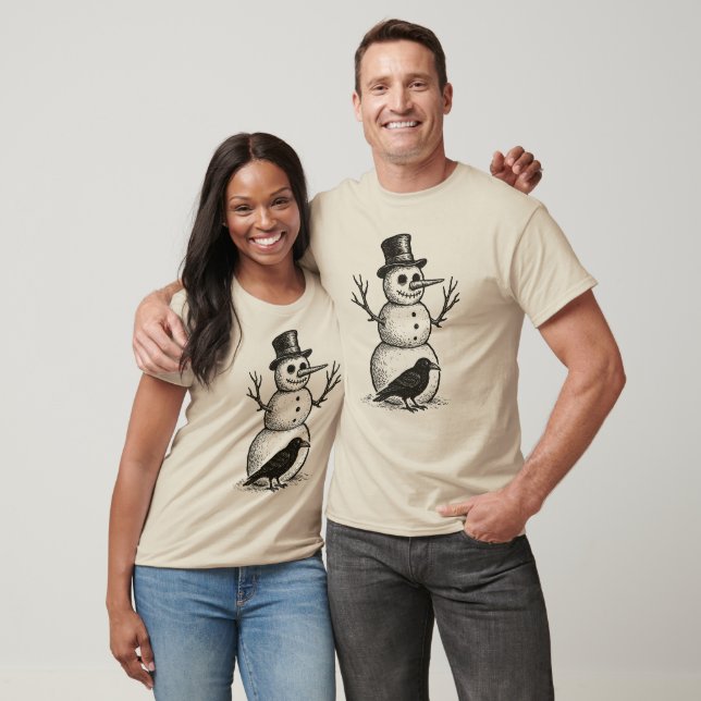 T-shirt Snowman and Crow (Unisexe)