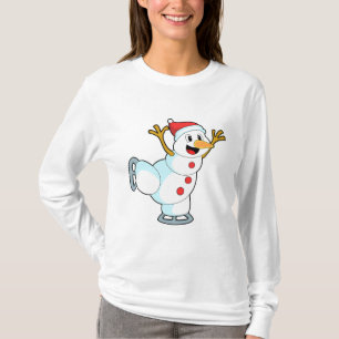 T-shirt Snowman au patinage sur glace avec patins sur glac