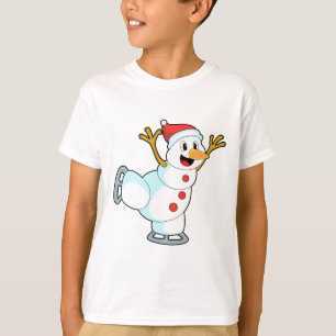 T-shirt Snowman au patinage sur glace avec patins sur glac