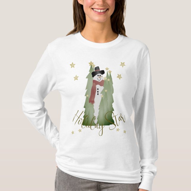 T-shirt Snowman Avec Étoiles (Devant)