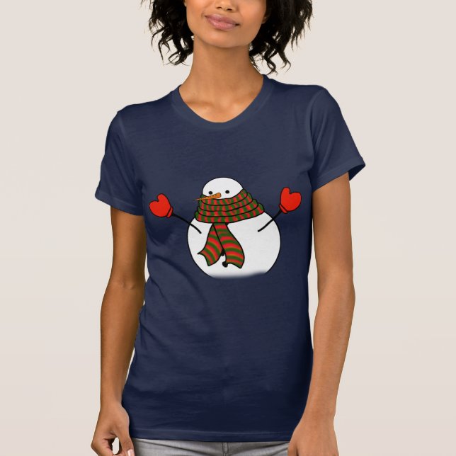 T-shirt Snowman avec les Mittens rouges et une longue écha (Devant)