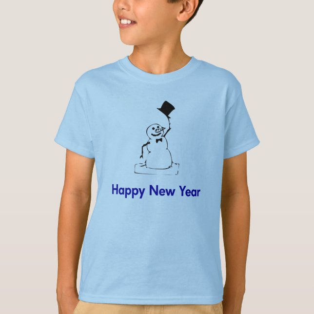 T-shirt Snowman Bonne année (Devant)