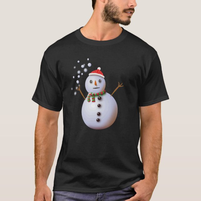 T-shirt Snowman Christmas  Cute Snowing Winter Wonderland (Devant)