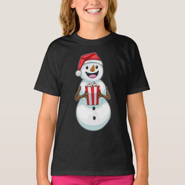T-shirt Snowman Christmas Popcorn (Devant)
