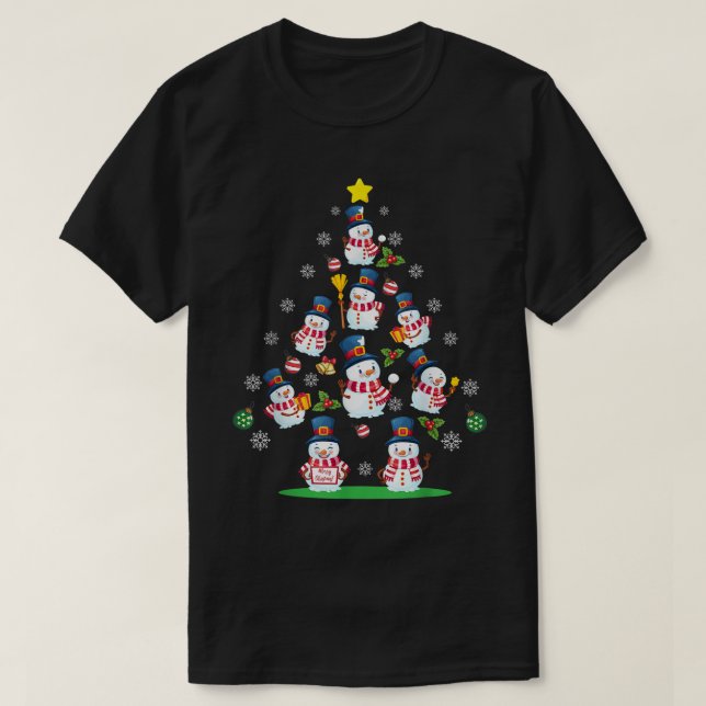 T-shirt Snowman Christmas Tree Holiday Design (Design devant)