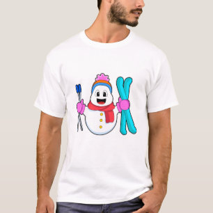 T-shirt Snowman comme skieur avec ski