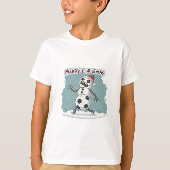 T-shirt Snowman Creepy Footballer: Merry Dark Christmas (Devant)