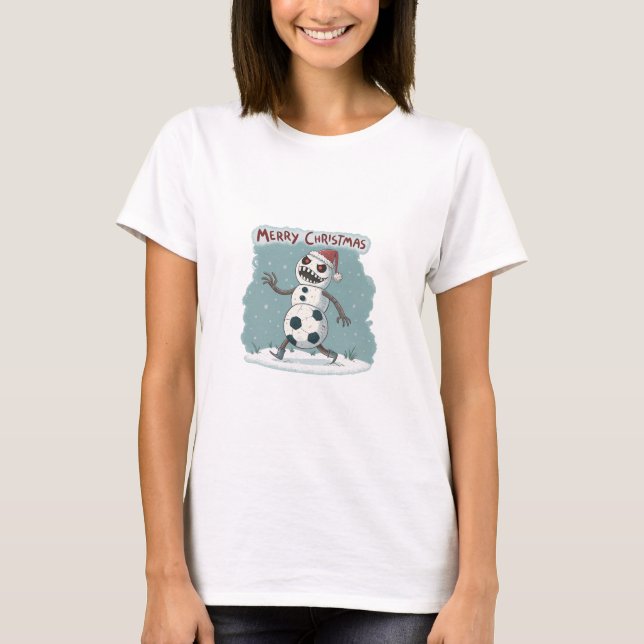 T-shirt Snowman Creepy Footballer: Merry Dark Christmas (Devant)