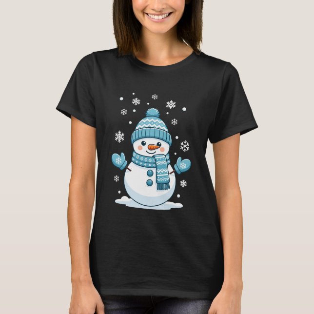 T-shirt Snowman Cute Christmas Winter Holiday (Devant)