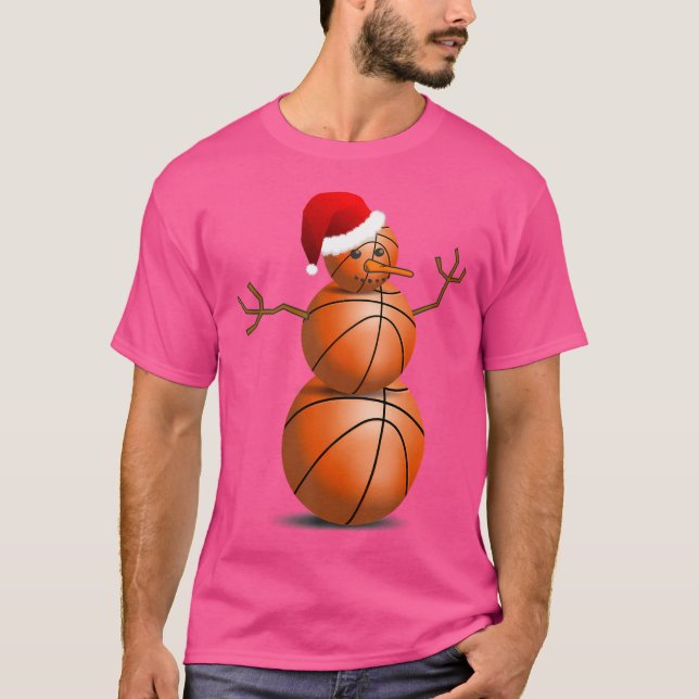 T-shirt Snowman de basket-ball de Noël (Devant)