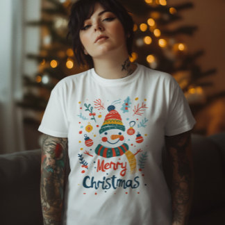 T-shirt Snowman de Noël - Festive Joyeux Noël Snowma