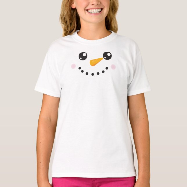 T-shirt Snowman de Noël, Snowman blanc, Nez de carotte (Devant)