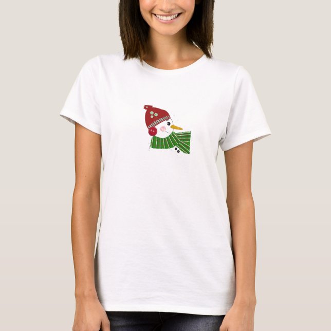 T-shirt Snowman en Casquette rouge et écaille verte (Devant)