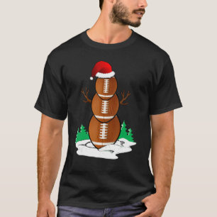 T-shirt Snowman Football Ball Santa Hat Christmas Pajama X