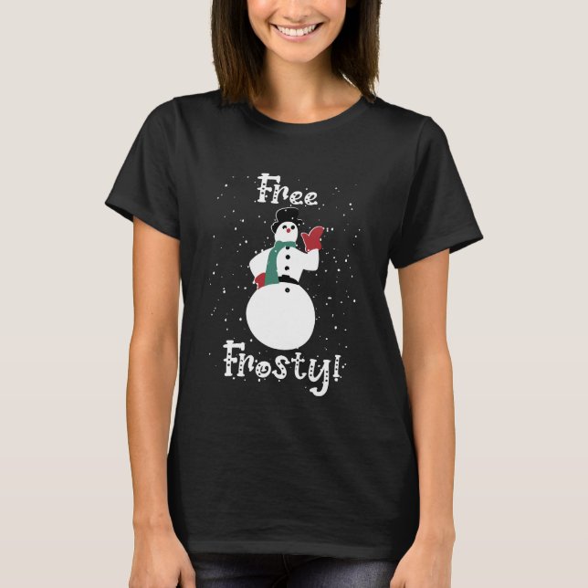 T-shirt Snowman Frosté Gratuit En Hiver Neige Blanche (Devant)