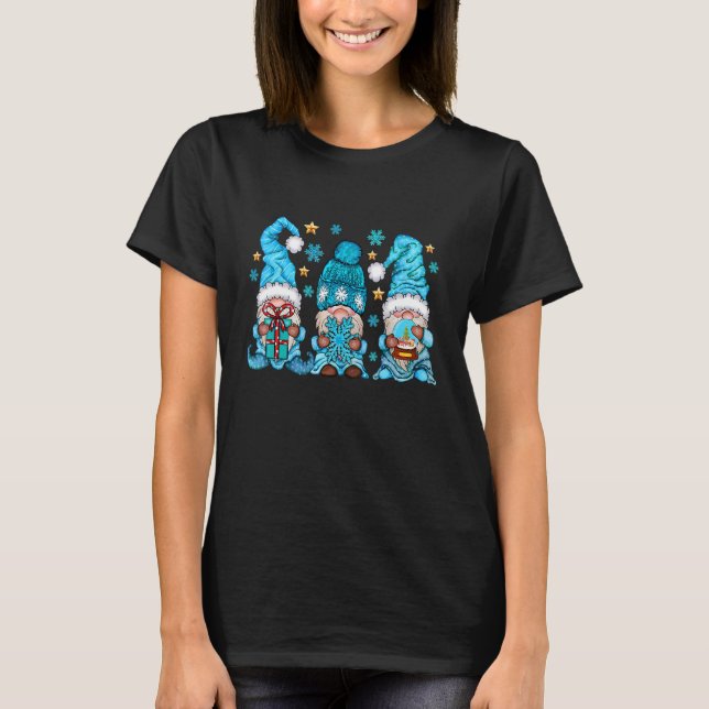 T-shirt Snowman Gnomies With Snowflakes Cute Winter Gnome  (Devant)