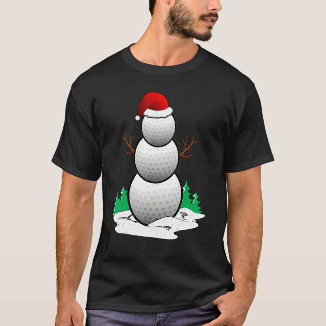 T-shirt Snowman Golf Ball Santa Hat Christmas Pajama Xmas (Devant)