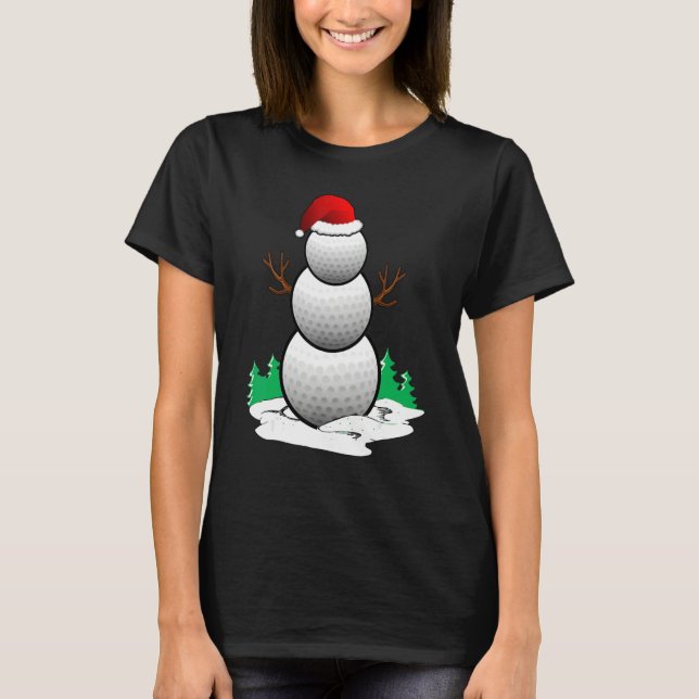 T-shirt Snowman Golf Ball Santa Hat Christmas Pajama Xmas (Devant)