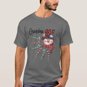 T-shirt Snowman Grand-mère Sucre de canne Rouge Plaid Gif