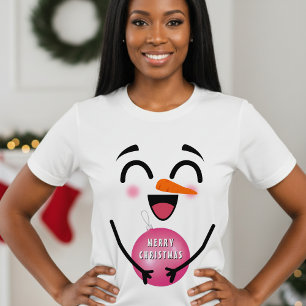T-shirt Snowman Joyeux Noël mignon visage souriant hiver