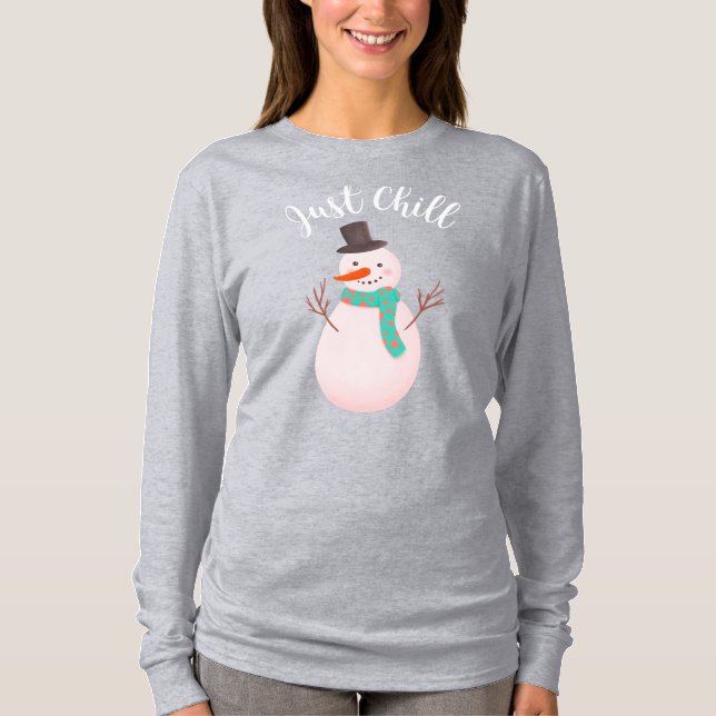 T-shirt Snowman JUST CHILL rappel relaxant (Devant)