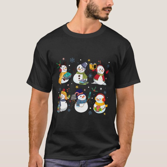 T-shirt Snowman Lecture Livres Enseignant Bibliothécaire d (Devant)