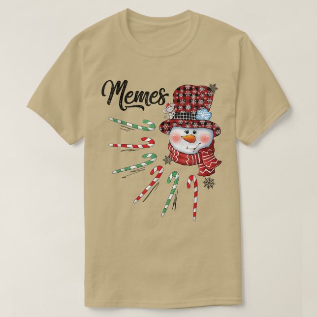 T-shirt Snowman mèmes Sucre de canne Red Plaid Cadeaux de  (Design devant)