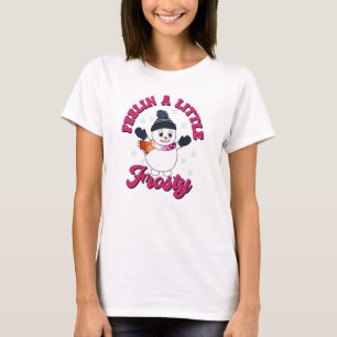 T-shirt Snowman mignon avec écharpe dans les couleurs du d