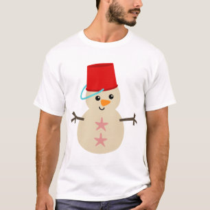 T-shirt Snowman mignon fait de sable avec seau pour Casque