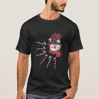 T-shirt Snowman Nene Sucre de canne Rouge Plaqué Cadeaux d
