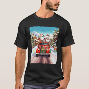 T-shirt Snowman Noël Père Noël Camion Rouge Camion Vibes