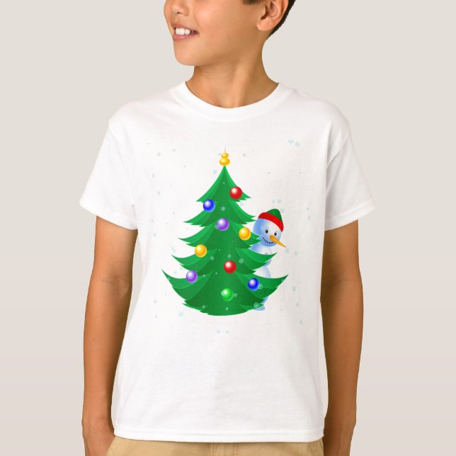 T-shirt Snowman Peeking (Devant)