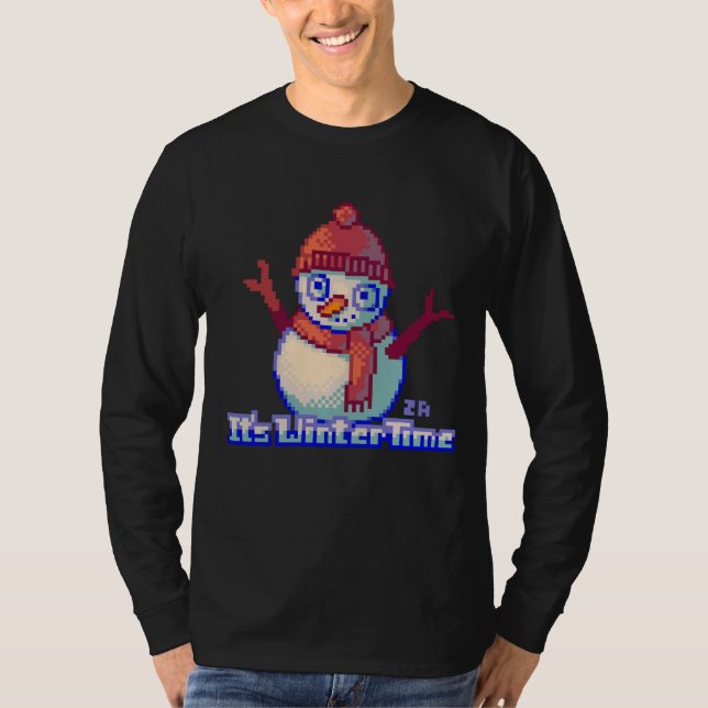 T-shirt Snowman, Pixel Art (Devant)