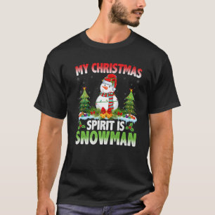 T-shirt Snowman Portant Le Chapeau Du Père Noël Mon Esprit