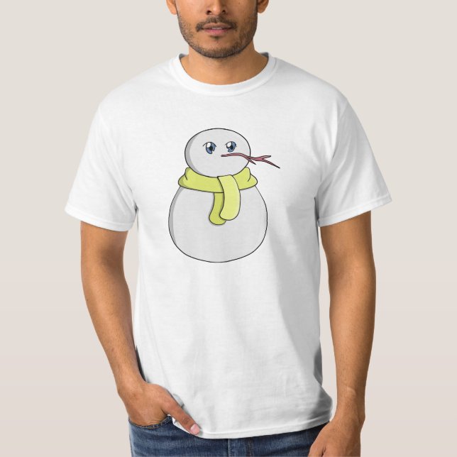 T-shirt Snowman portant une écharpe jaune (Devant)