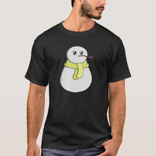 T-shirt Snowman portant une écharpe jaune (Devant)