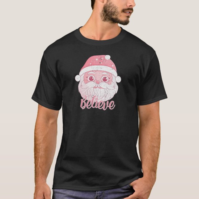 T-shirt Snowman rose doux pour les vacances (Devant)