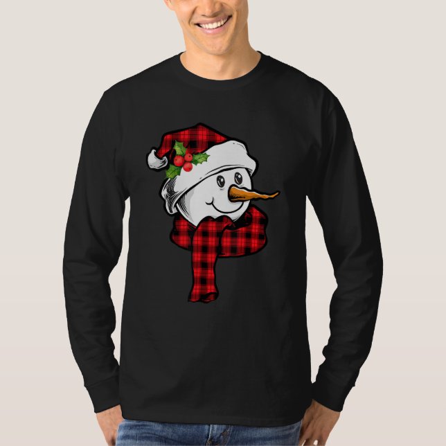 T-shirt Snowman rouge face Xmas (Devant)