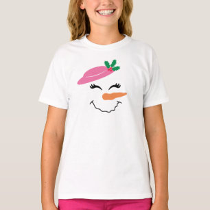 T-shirt Snowman Smile Face avec Casquette rose 2T-Shirt po